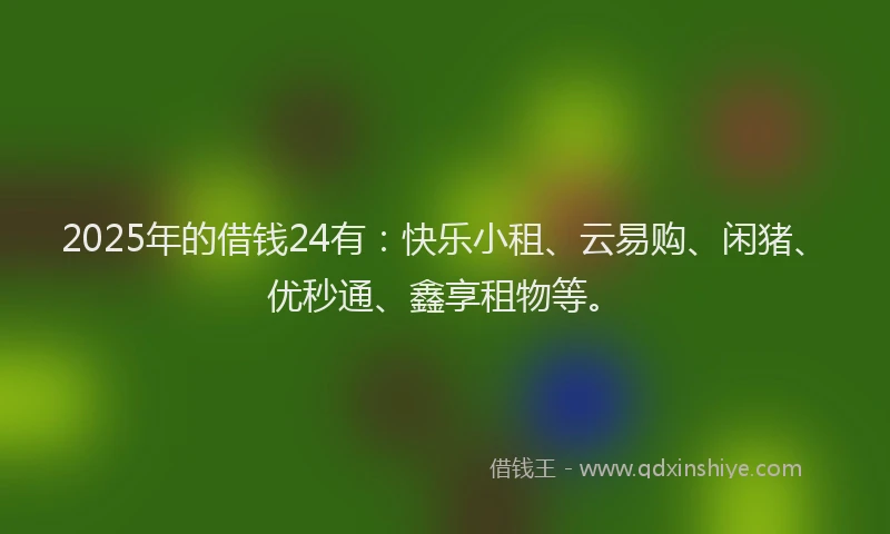 2025年的借钱24有：快乐小租、云易购、闲猪、优秒通、鑫享租物等。