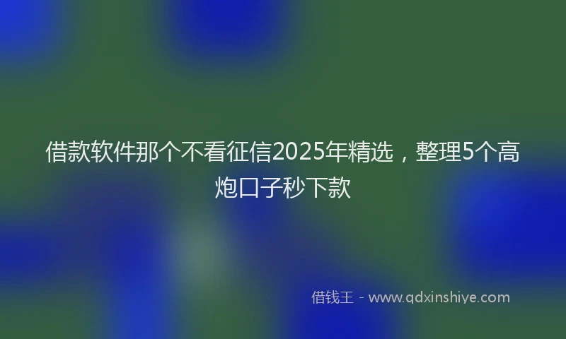 借款软件那个不看征信2025年精选，整理5个高炮口子秒下款