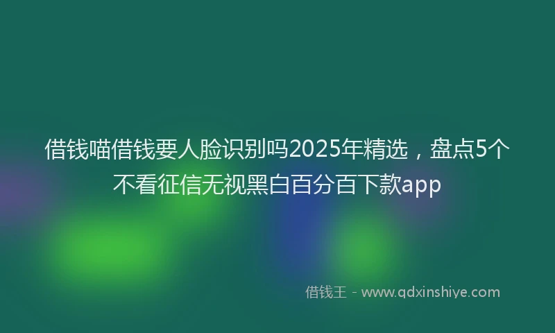 借钱喵借钱要人脸识别吗2025年精选，盘点5个不看征信无视黑白百分百下款app