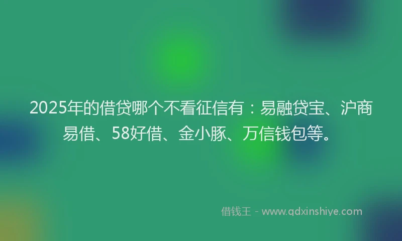2025年的借贷哪个不看征信有：易融贷宝、沪商易借、58好借、金小豚、万信钱包等。