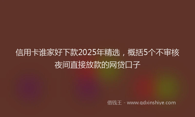 信用卡谁家好下款2025年精选,概括5个不审核夜间直接放款的网贷口子