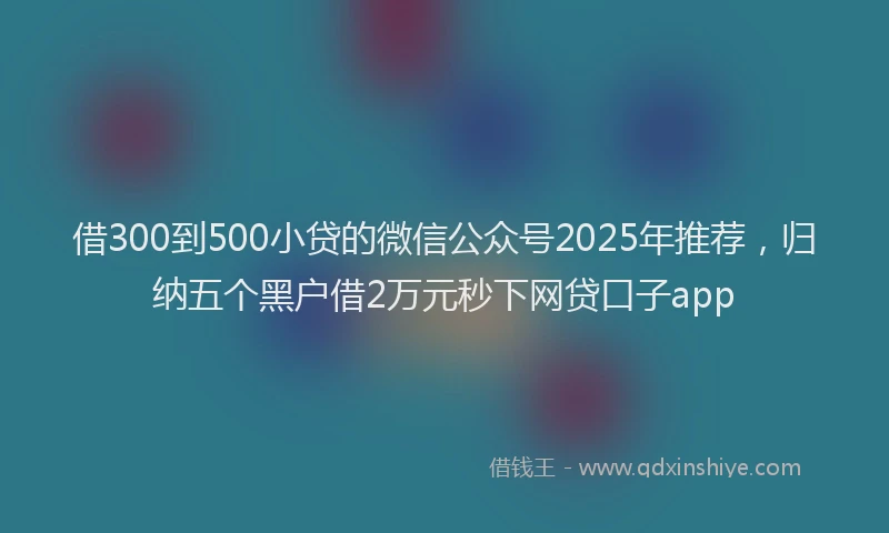 借300到500小贷的微信公众号2025年推荐，归纳五个黑户借2万元秒下网贷口子app