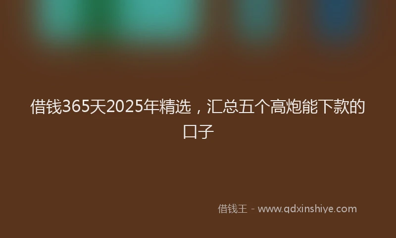 借钱365天2025年精选,汇总五个高炮能下款的口子