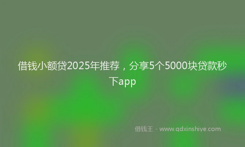 借钱小额贷2025年推荐，分享5个5000块贷款秒下app