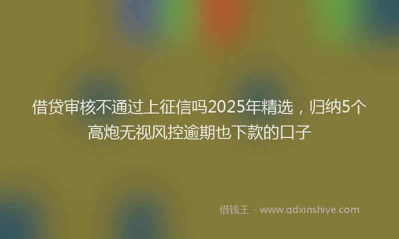 借贷审核不通过上征信吗2025年精选，归纳5个高炮无视风控逾期也下款的口子