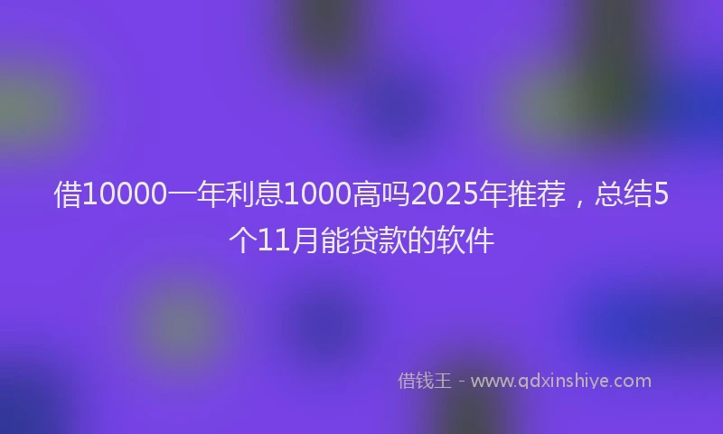 借10000一年利息1000高吗2025年推荐，总结5个11月能贷款的软件