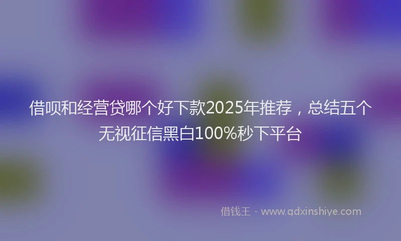 借呗和经营贷哪个好下款2025年推荐，总结五个无视征信黑白100%秒下平台