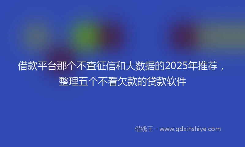 借款平台那个不查征信和大数据的2025年推荐，整理五个不看欠款的贷款软件