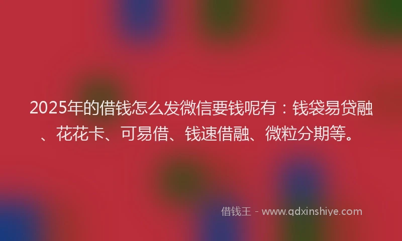 2025年的借钱怎么发微信要钱呢有：钱袋易贷融、花花卡、可易借、钱速借融、微粒分期等。