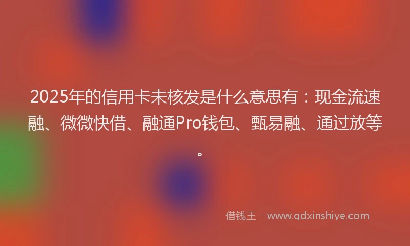 2025年的信用卡未核发是什么意思有：现金流速融、微微快借、融通Pro钱包、甄易融、通过放等。