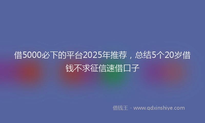 借5000必下的平台2025年推荐，总结5个20岁借钱不求征信速借口子
