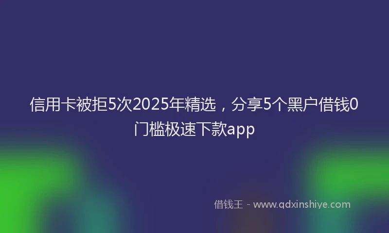 信用卡被拒5次2025年精选，分享5个黑户借钱0门槛极速下款app