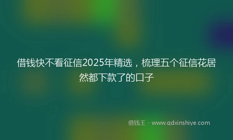 借钱快不看征信2025年精选，梳理五个征信花居然都下款了的口子