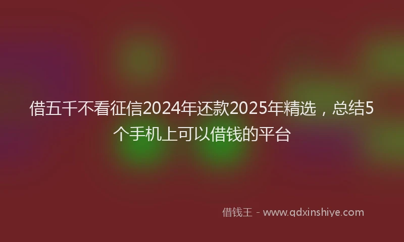 借五千不看征信2024年还款2025年精选，总结5个手机上可以借钱的平台