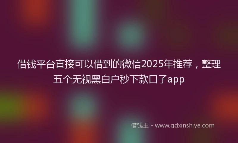 借钱平台直接可以借到的微信2025年推荐,整理五个无视黑白户秒下款口子app