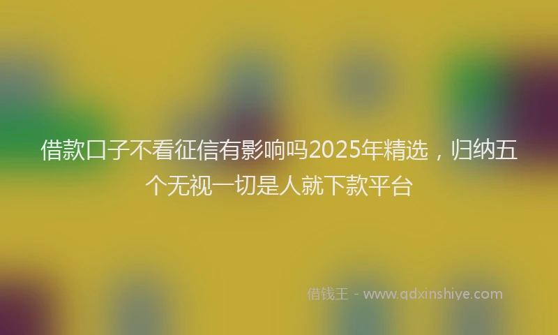 借款口子不看征信有影响吗2025年精选，归纳五个无视一切是人就下款平台