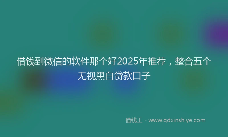 借钱到微信的软件那个好2025年推荐,整合五个无视黑白贷款口子