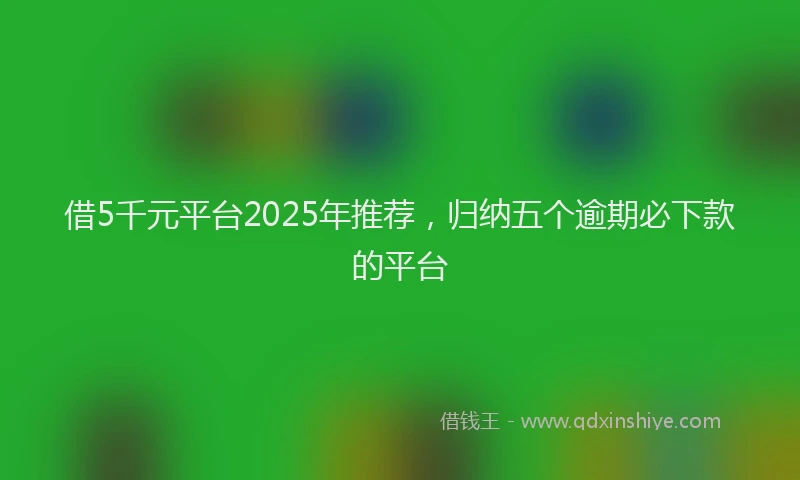 借5千元平台2025年推荐，归纳五个逾期必下款的平台