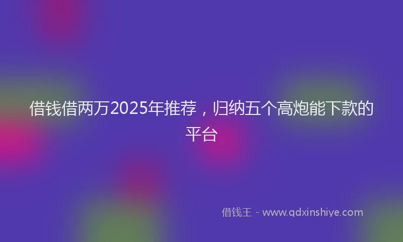 借钱借两万2025年推荐，归纳五个高炮能下款的平台