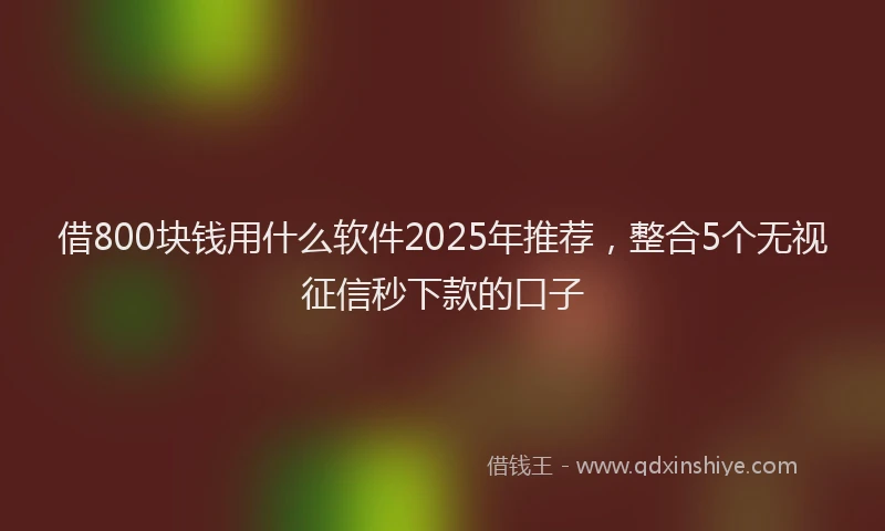 借800块钱用什么软件2025年推荐，整合5个无视征信秒下款的口子