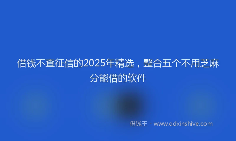 借钱不查征信的2025年精选，整合五个不用芝麻分能借的软件
