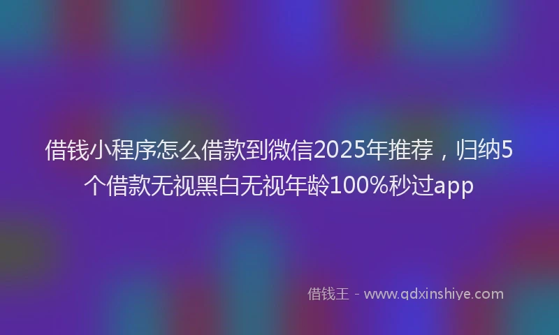 借钱小程序怎么借款到微信2025年推荐，归纳5个借款无视黑白无视年龄100%秒过app