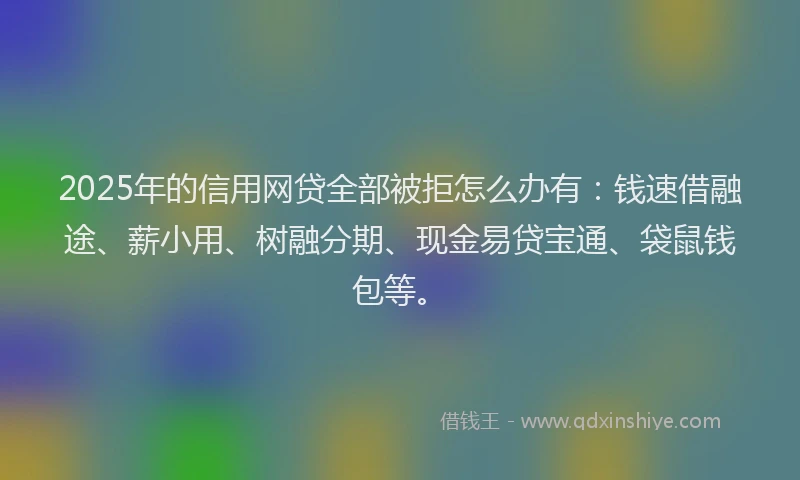 2025年的信用网贷全部被拒怎么办有：钱速借融途、薪小用、树融分期、现金易贷宝通、袋鼠钱包等。
