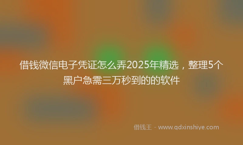 借钱微信电子凭证怎么弄2025年精选，整理5个黑户急需三万秒到的的软件