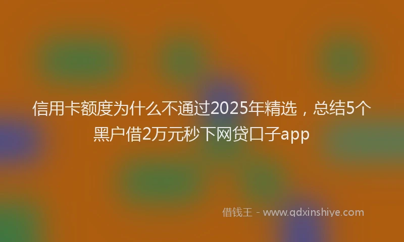 信用卡额度为什么不通过2025年精选，总结5个黑户借2万元秒下网贷口子app