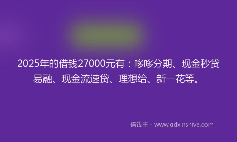 2025年的借钱27000元有：哆哆分期、现金秒贷易融、现金流速贷、理想给、新一花等。