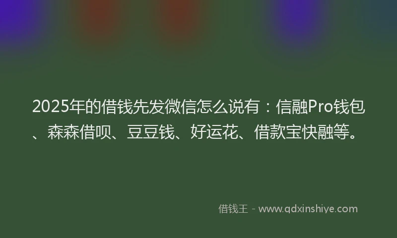2025年的借钱先发微信怎么说有：信融Pro钱包、森森借呗、豆豆钱、好运花、借款宝快融等。