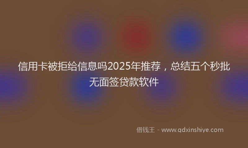 信用卡被拒给信息吗2025年推荐,总结五个秒批无面签贷款软件