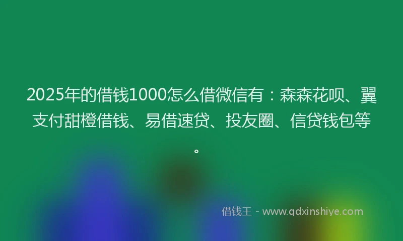 2025年的借钱1000怎么借微信有：森森花呗、翼支付甜橙借钱、易借速贷、投友圈、信贷钱包等。