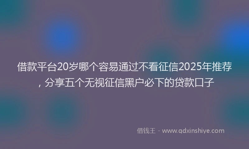 借款平台20岁哪个容易通过不看征信2025年推荐，分享五个无视征信黑户必下的贷款口子