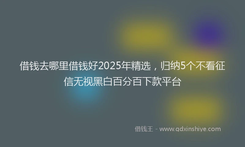 借钱去哪里借钱好2025年精选，归纳5个不看征信无视黑白百分百下款平台