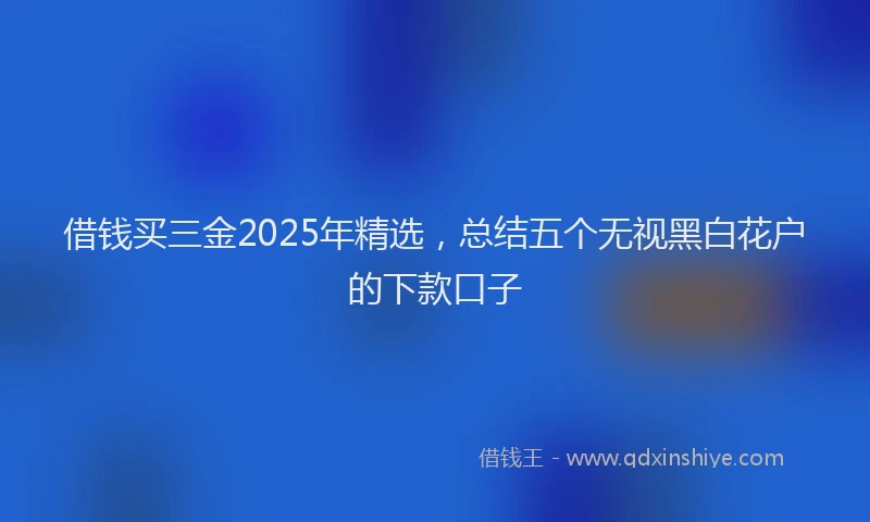 借钱买三金2025年精选,总结五个无视黑白花户的下款口子