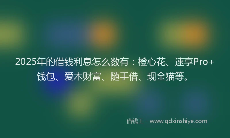 2025年的借钱利息怎么数有：橙心花、速享Pro+钱包、爱木财富、随手借、现金猫等。