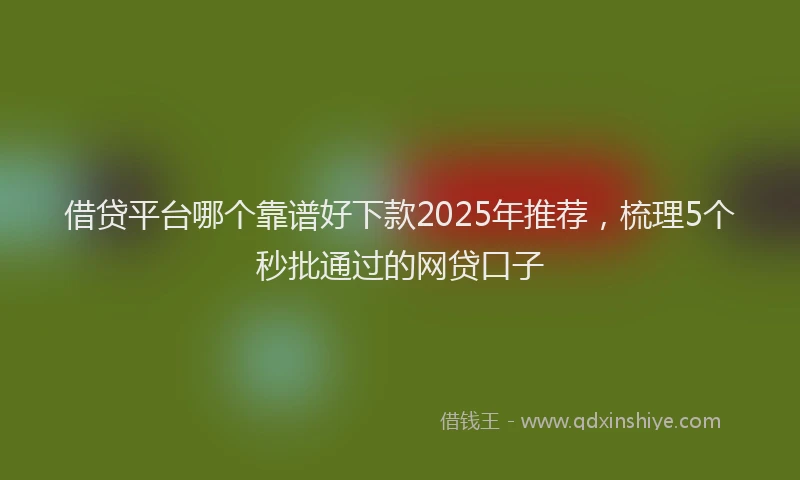 借贷平台哪个靠谱好下款2025年推荐，梳理5个秒批通过的网贷口子