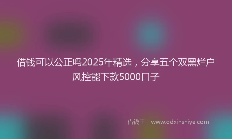 借钱可以公正吗2025年精选，分享五个双黑烂户风控能下款5000口子