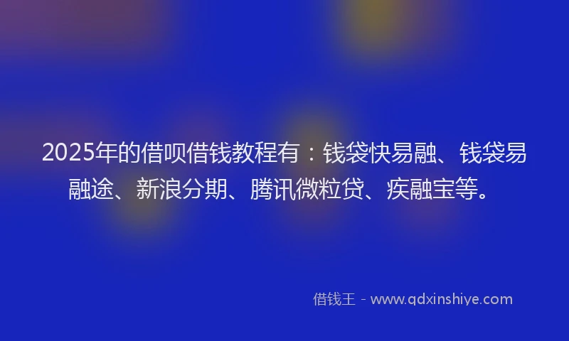 2025年的借呗借钱教程有：钱袋快易融、钱袋易融途、新浪分期、腾讯微粒贷、疾融宝等。