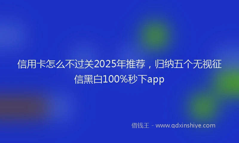 信用卡怎么不过关2025年推荐，归纳五个无视征信黑白100%秒下app