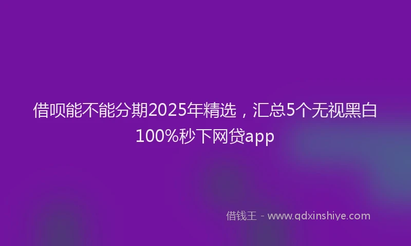 借呗能不能分期2025年精选，汇总5个无视黑白100%秒下网贷app