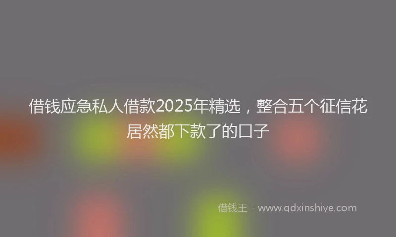 借钱应急私人借款2025年精选，整合五个征信花居然都下款了的口子
