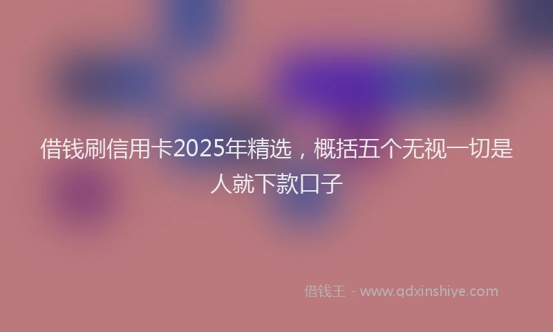 借钱刷信用卡2025年精选，概括五个无视一切是人就下款口子
