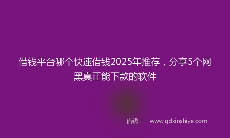 借钱平台哪个快速借钱2025年推荐，分享5个网黑真正能下款的软件
