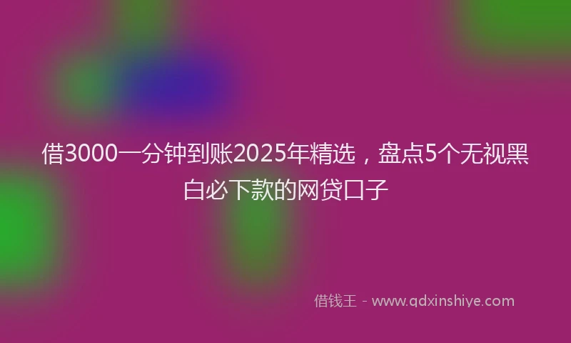 借3000一分钟到账2025年精选，盘点5个无视黑白必下款的网贷口子