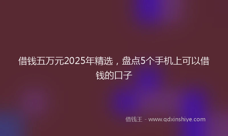 借钱五万元2025年精选，盘点5个手机上可以借钱的口子