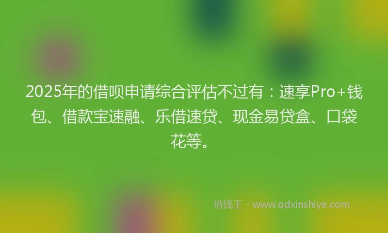 2025年的借呗申请综合评估不过有:速享Pro+钱包、借款宝速融、乐借速贷、现金易贷盒、口袋花等。