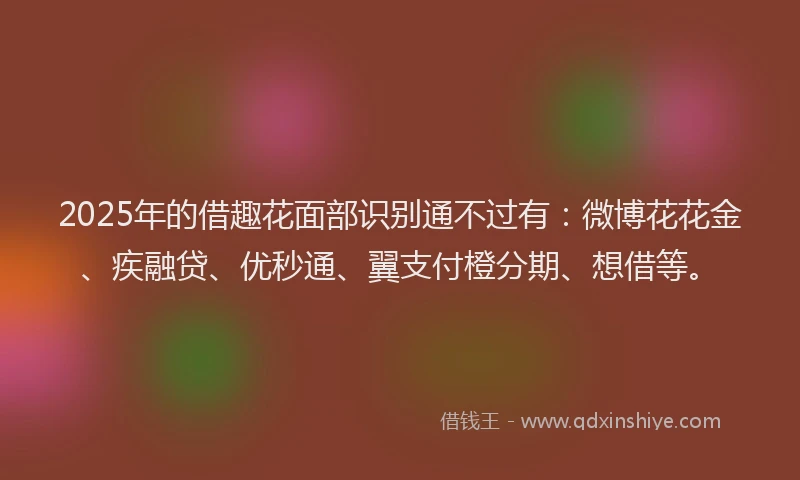 2025年的借趣花面部识别通不过有：微博花花金、疾融贷、优秒通、翼支付橙分期、想借等。