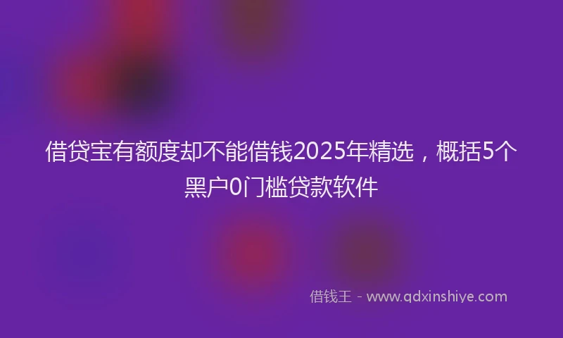 借贷宝有额度却不能借钱2025年精选，概括5个黑户0门槛贷款软件